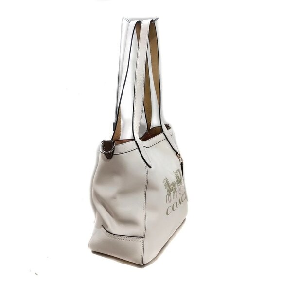 Auth COACH - C4063 Cream Leather Tote Bag - Picture 7 of 9